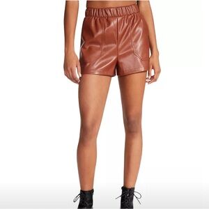 Bb Dakota faux the record cognac brown faux leather shorts